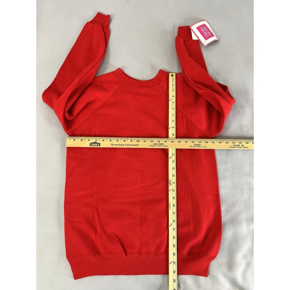 Vintage Hanes Her Way Sweatshirt Womens L Red Crewneck Pullover Made USA 90s NWT